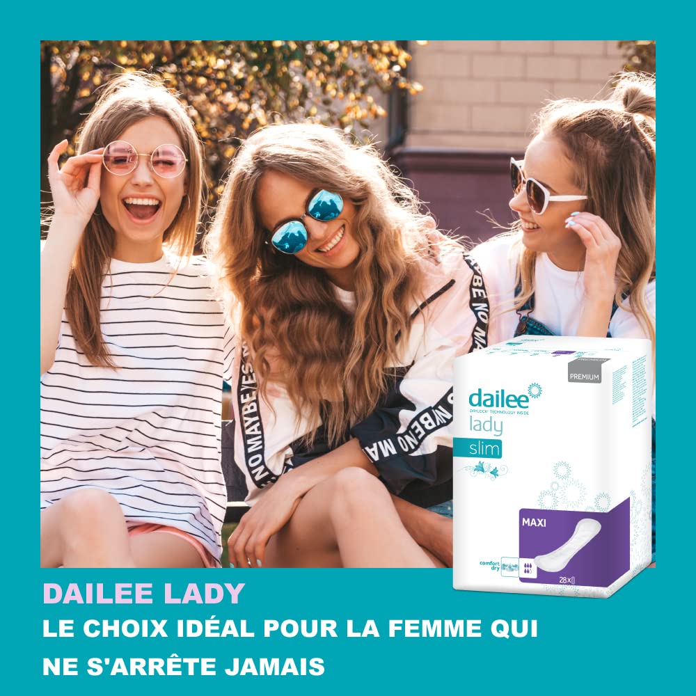 Dailee Lady Maxi - 168x Serviettes Incontinence Femme - Protections Absorbantes pour Fuites Urinaires 4,5 Gouttes - Serviette Post Accouchement
