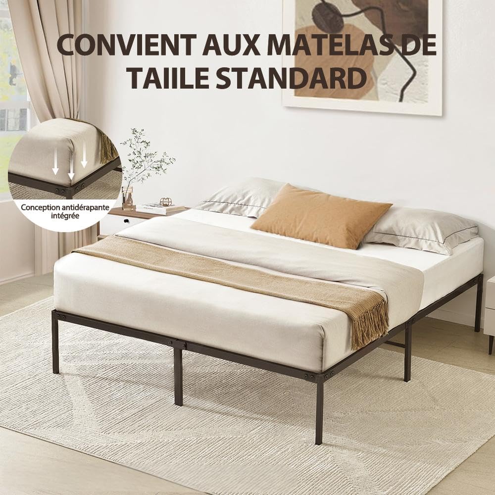 Luxirest Ensemble Matelas et Sommier 140x190,Lit 140x190 avec Sommier et Matelas(Matelas 140x190x22+Cardre de lit)