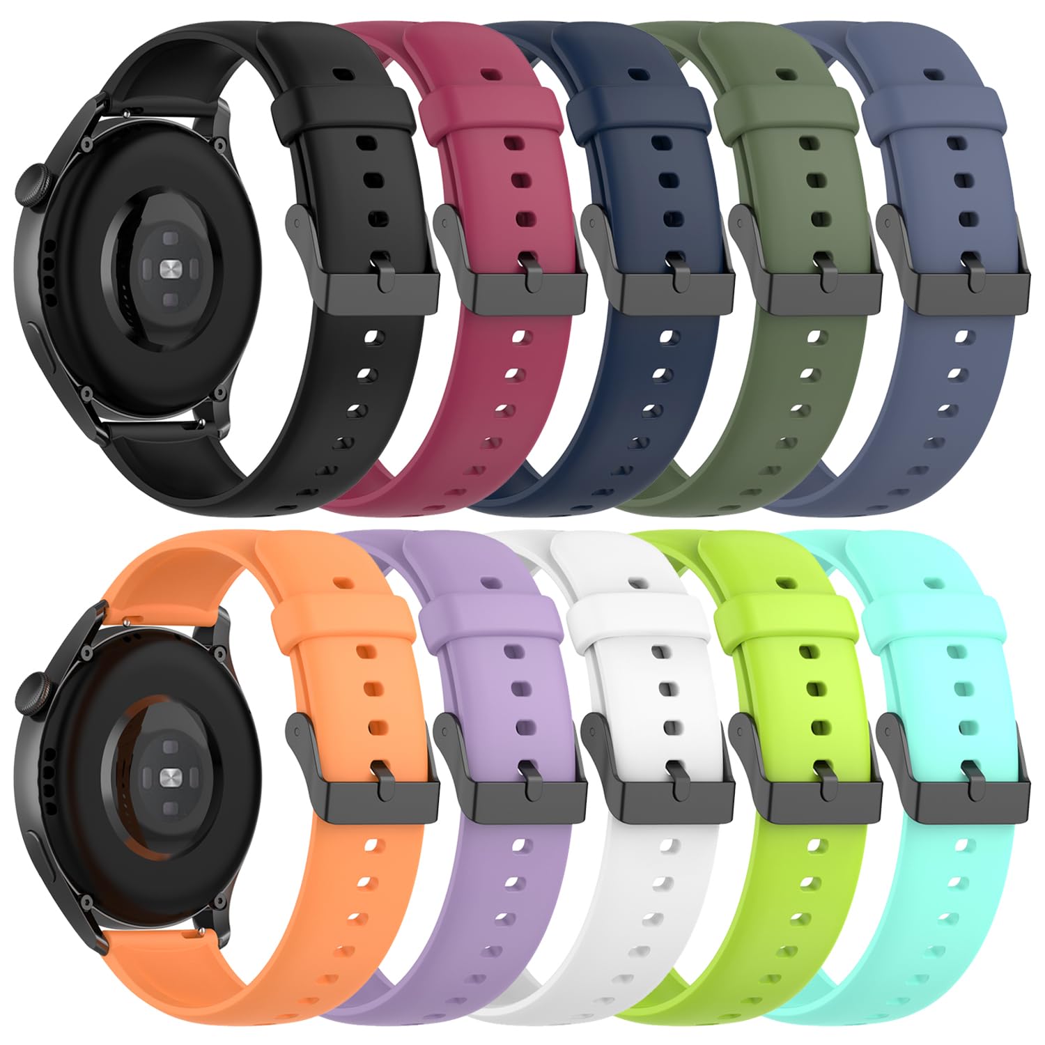 ChofitCompatible with Huawei Watch GT 4 46MM/Watch 4 3 Pro/GT 4 3 2 Pro/Watch 4 3/Watch GT3 46mm/GT2 46mm/GT 2e/GT Runner Bands,22MM Silicone Replacement Wrist Band Strap for Honor Watch GS 3/GS 3i