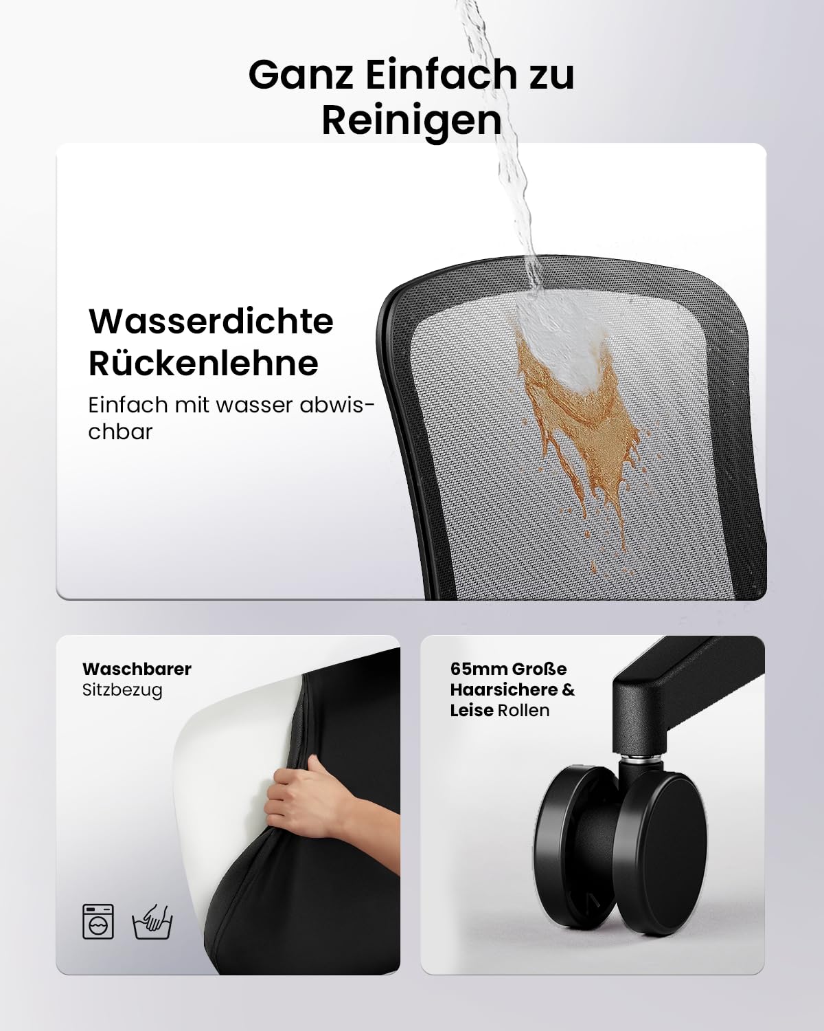ProtoArc Flexer Ergonomischer Bürostuhl – Schreibtischstuhl mit Sitztiefenverstellung, konturiertem Sitzkissen und atmungsaktiver Netzlehne für Home Office und Büro, einfache Montage, Schwarz