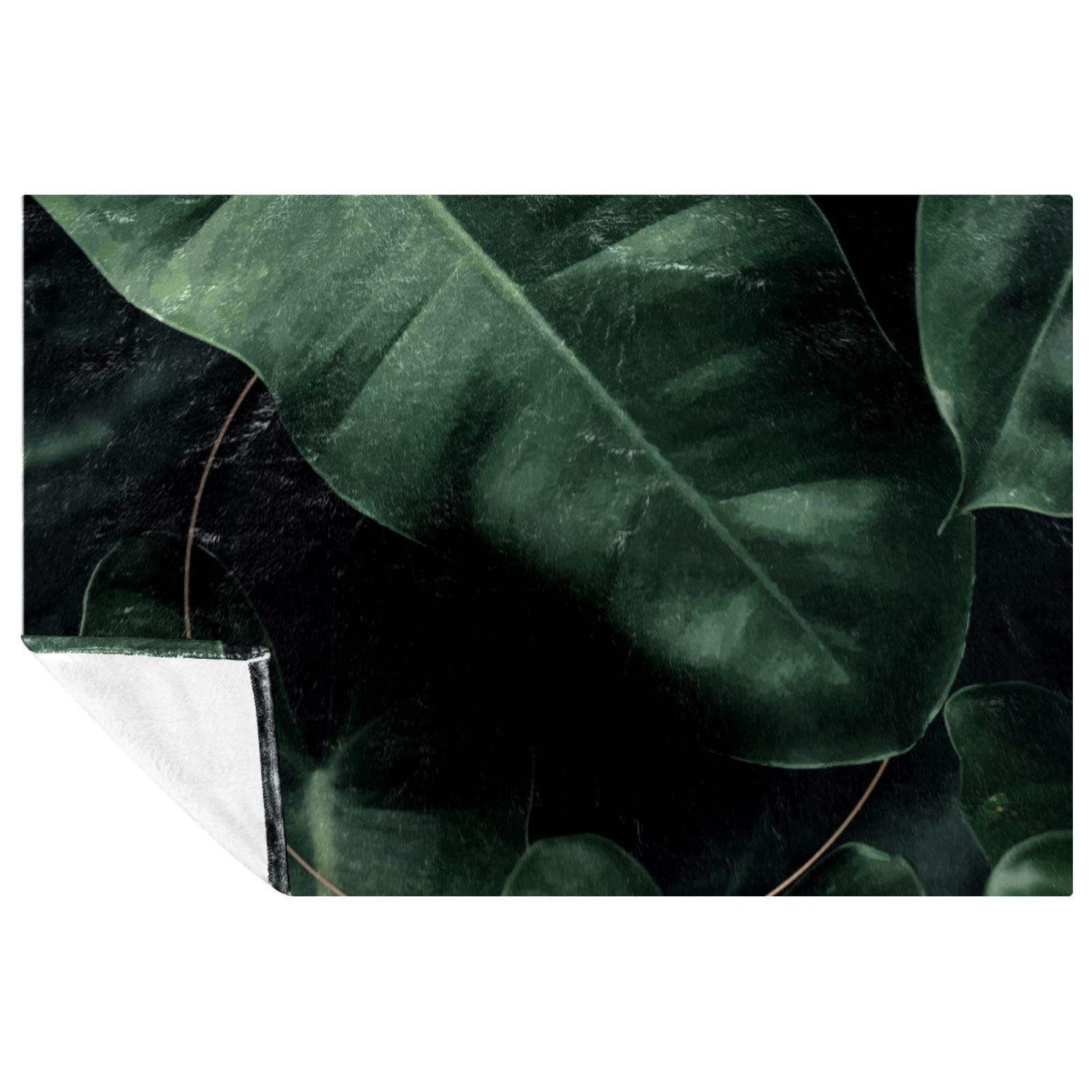 Couverture douce pour camping et plage plaid feuilles tropicales 150x100