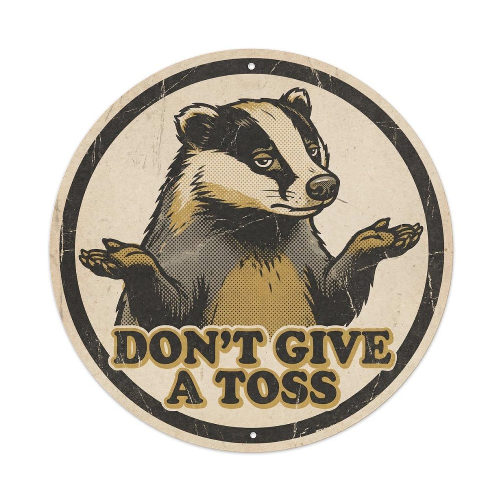 Whimsical Badger Woodland Wildlife Toss Humor Vintage Metal Tin Sign