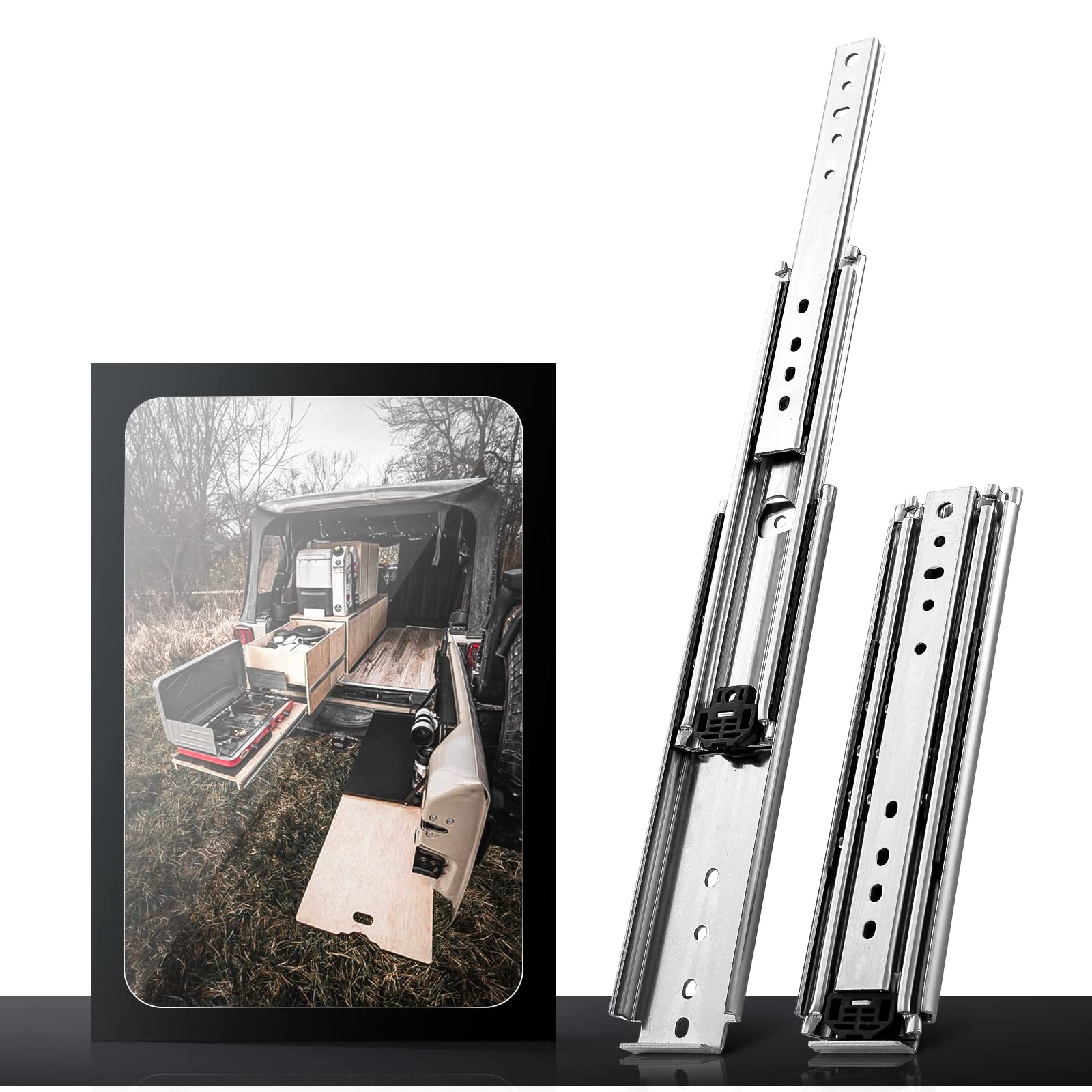 AOLISHENG Heavy Duty Drawer Slides 22 Inch Full Extension Ball Bearing Industrial Drawer Slides 3 Section Drawer Tracks and Runners 450 lb Load Capacity Side Mount 1 Pair