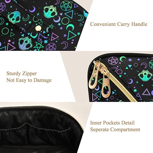 Miniatura 6 de Bolsa organizadora de maquillaje, Halloween, murciélagos negros, cielo nocturno con estrellas, bolsas de maquillaje de viaje, estuche de maquillaje