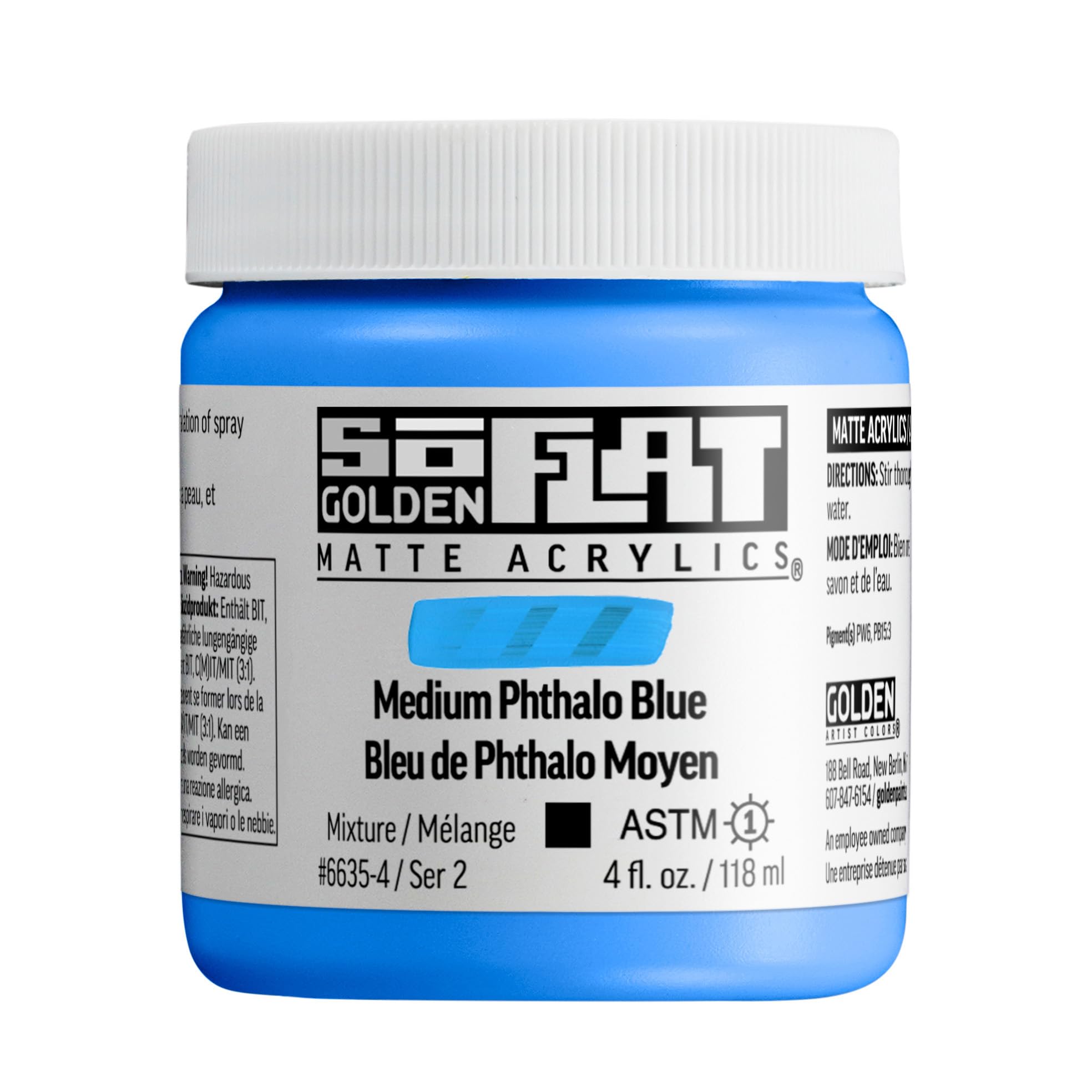 Golden : SoFlat : Matte Acrylic Paint : 118ml : Medium Phthalo Blue