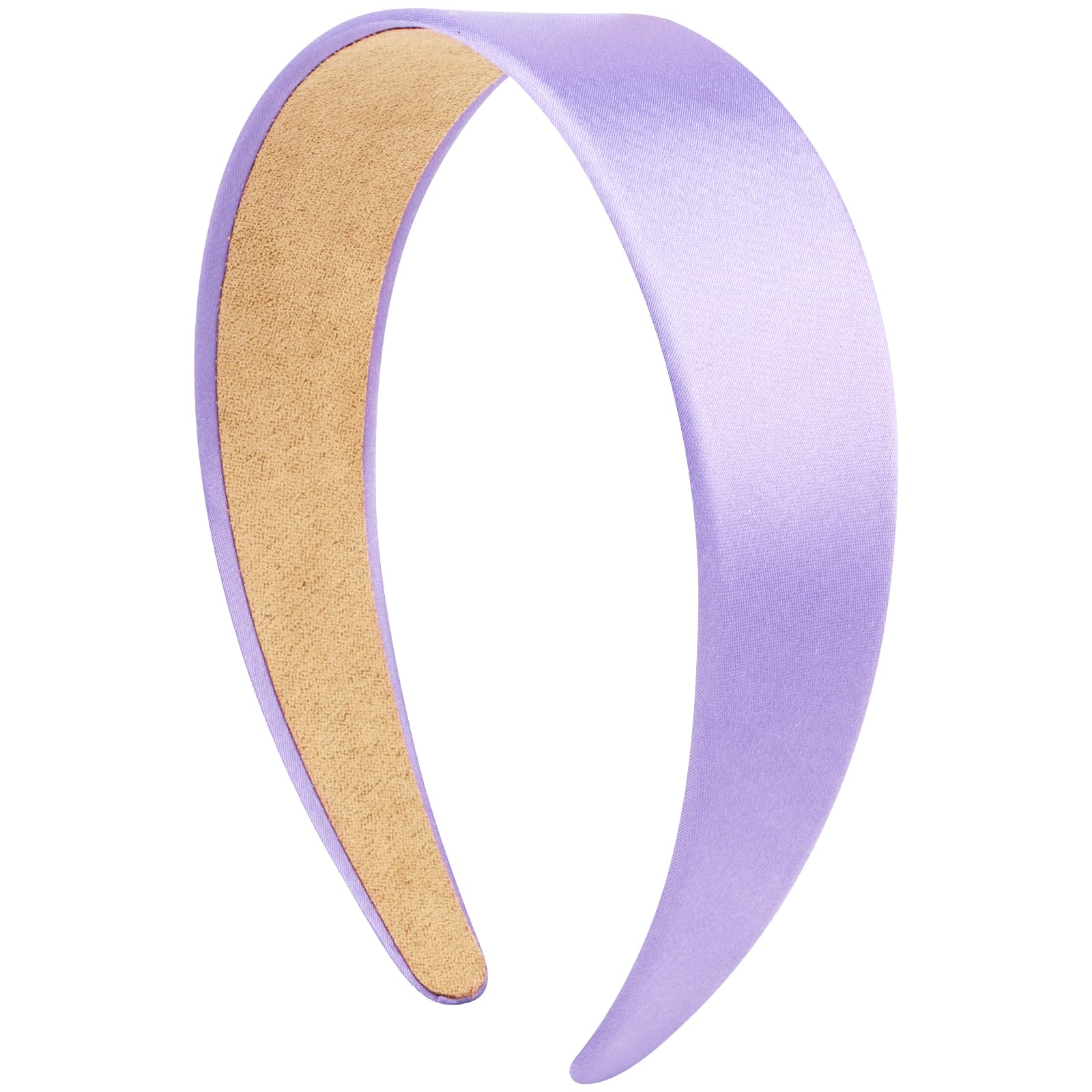 VELSCRUN Headbands for Women Girls 1.6 Inch Purple Satin Wide Headband Head Bands for Womens Hair Solid Simple Fashion Hair Bands Cosplay Halloween