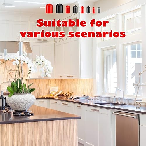 Miniatura 7 de 156 tapas de goma flexibles para tornillos, tapas de rosca, tapas de vinilo, tapas de tornillo de goma, 9 tamaños de 225 a 45 pulgadas (negro, rojo)