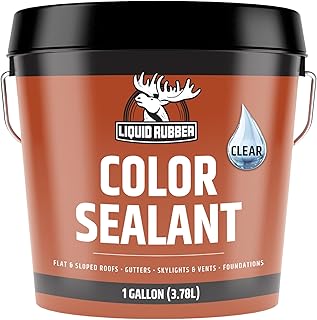 Liquid Rubber Color Waterproof Sealant - Elastomeric Roofing Coating for Flat or Slope Roofs & Foundations - DIY Paint & Leak Repair Membrane Compatible with Metal & Concrete - Clear, 1 Gallon