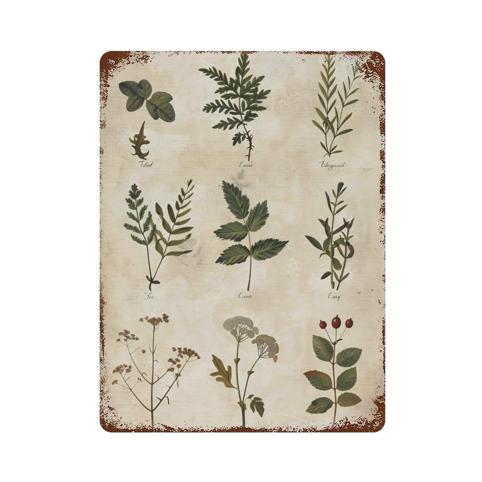 HDURYEYRYY Antique Herbal Botanical Specimen 04 Wall Retro Iron Vintage Art Metal Tin Sign Poster Modern Home Cofffee Club Art Bar Shop Decor 40x30cm