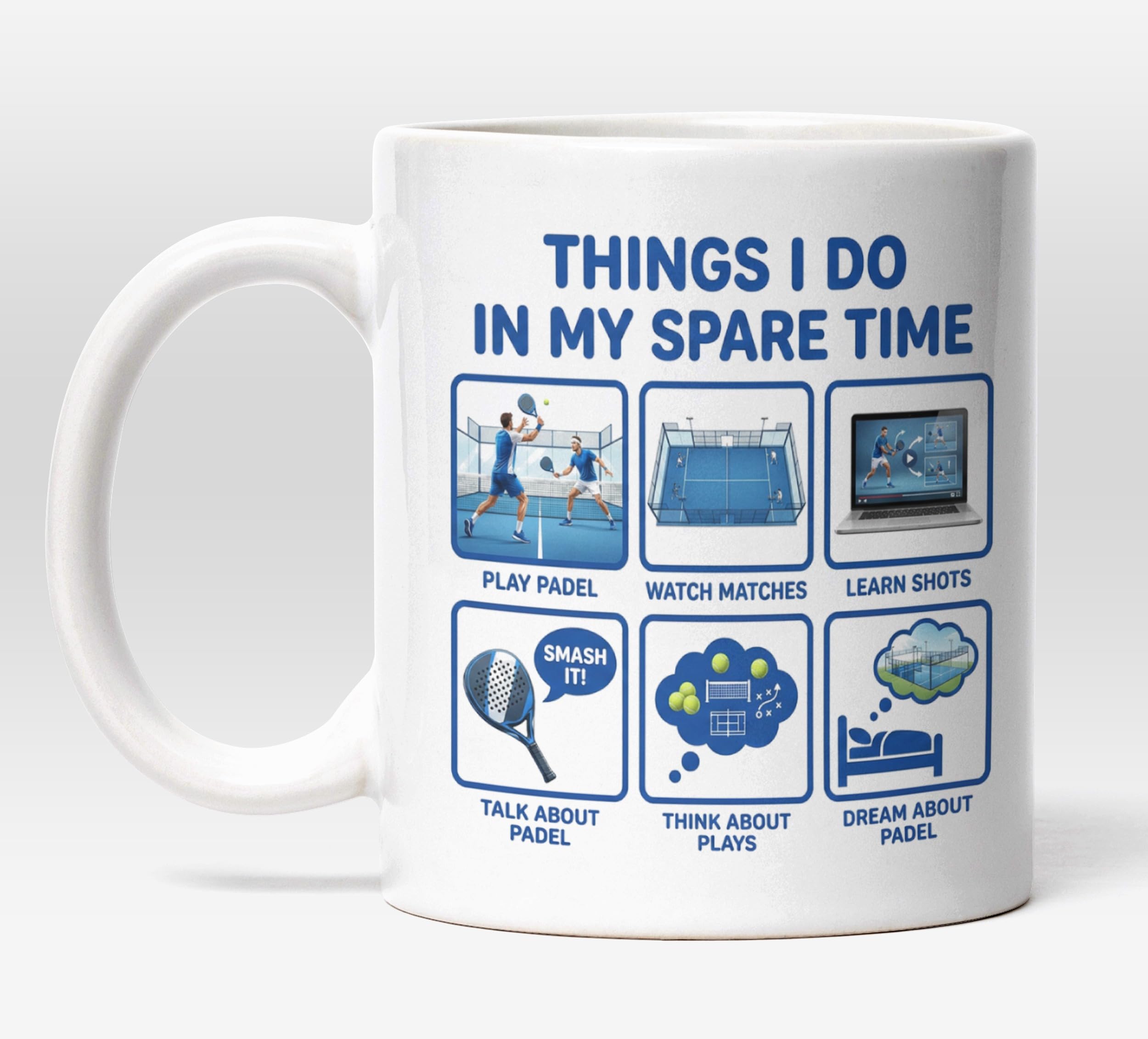 Millhouse Prints Things I Do in My Spare Time Padel Mug – Padel Player Coffee Cup – Funny Padel Enthusiast – 11oz Ceramic