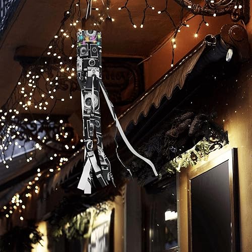 Miniatura 4 de Veleta pequeña de Halloween de 40 pulgadas de largo, 2 unidades, con veleta ligera de Navidad para puerta delantera al aire libre, patio, porche,