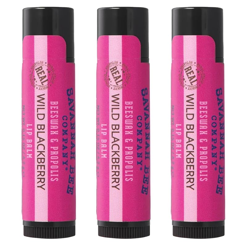 Bálsamo labial Savannah Bee Company Wild Blackberry, Pacote com 3
