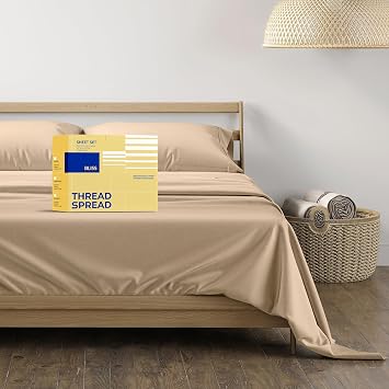 THREAD SPREAD Egyptian Cotton Sheets King Size - Luxury 600 Series King Size Sheets Set 4 PC, Taupe, 16" Deep Pocket All Around Elastic, Soft, Cooling, Sateen Weave, Durable Hotel Bed Sheet Sets