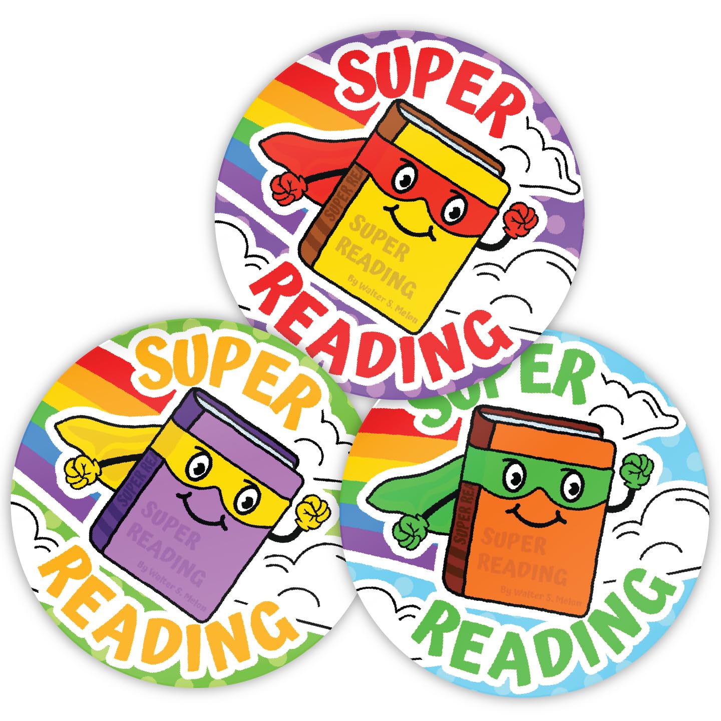 Stone Melon School Reward Stickers 144 Reading Superhero Stickers 30Mm Round Hero Awards Nursery Teachers Parents Children Kids