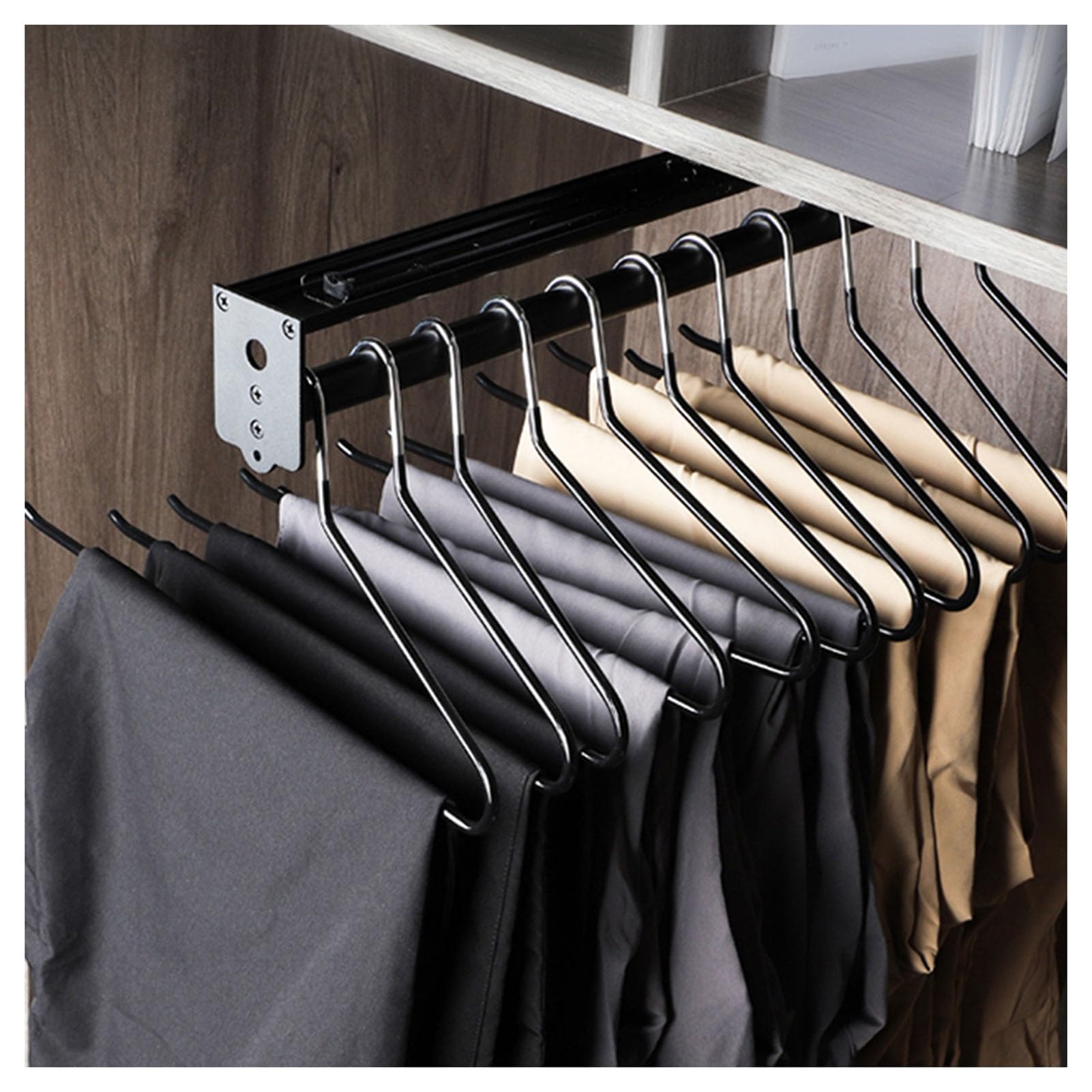 Appendiabiti Estraibile per Pantaloni, Asta Appendiabiti Estraibile Regolabile per Armadio e Porta Pantaloni, Binario Appendiabiti salvaspazio per riporre Gli Abiti nell'armadio, capacità 20