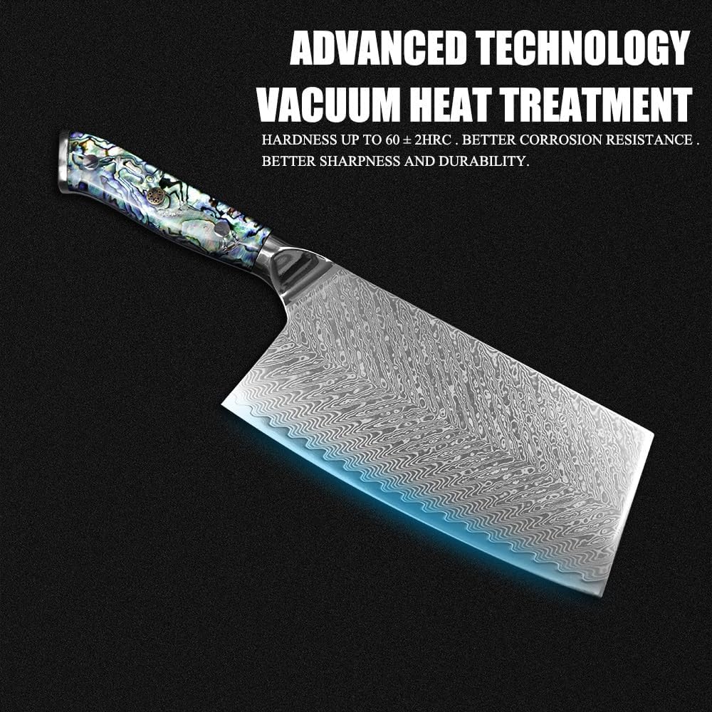 Meat Cleaver,Cleaver Knife 7 Inch 67 Layers VG10 Damascus Steel Chopping Bone Vegetable Meat Slice Fruit Chinese Kitchen Knife, LAMAJIGA5844