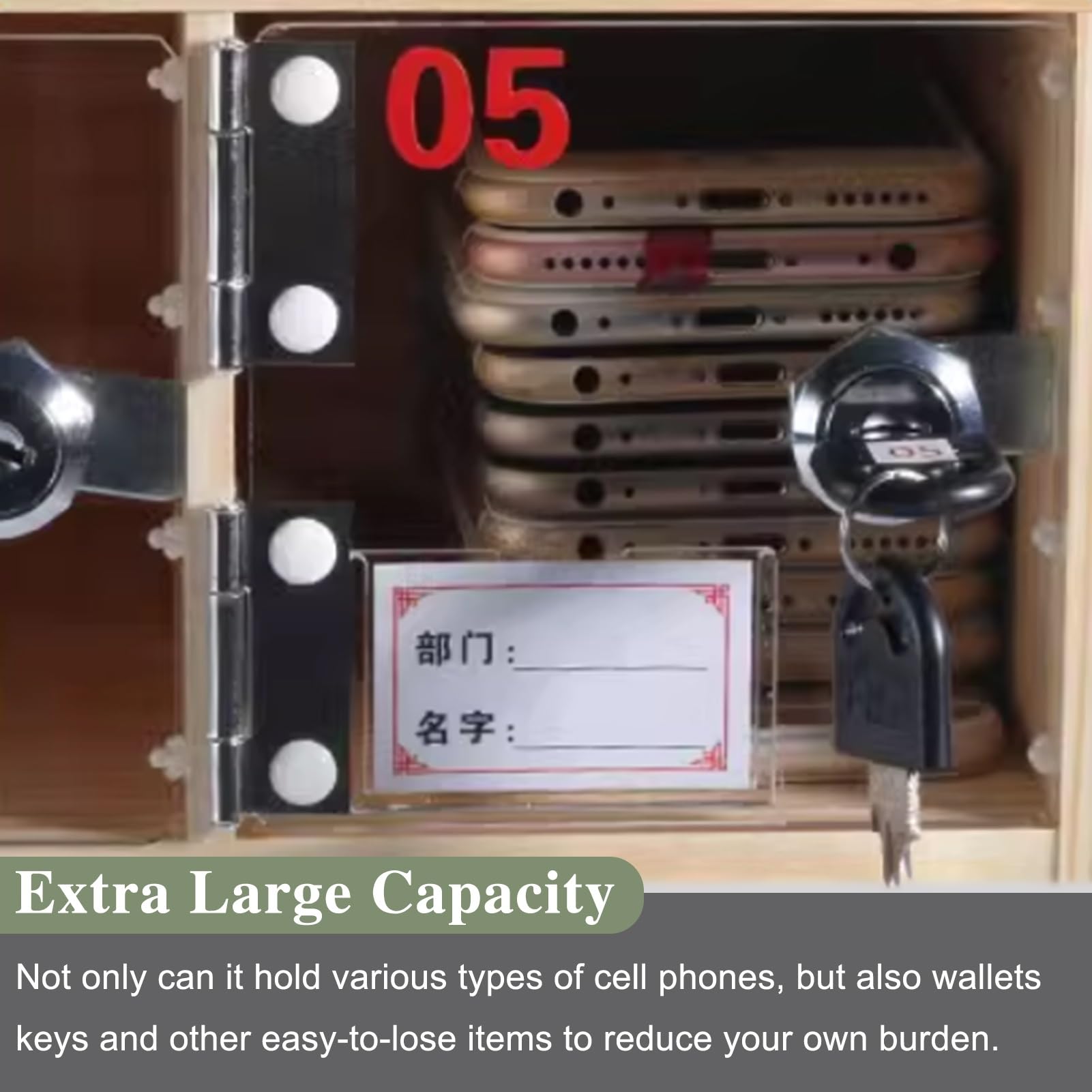 Armadietto per cellulare a più porte in legno con ante trasparenti, soluzione di archiviazione per telefono cellulare a 9 slot per scuole e aziende, cassetta di sicurezza per telefono