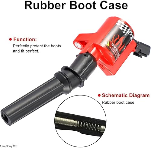 Miniatura 5 de DG508 - Juego de 8 bobinas de encendido compatibles con Ford Lincoln Mercury 4.6L 5.4L V8, etc. (DG508 bobinas_8 paquetes_rojo)