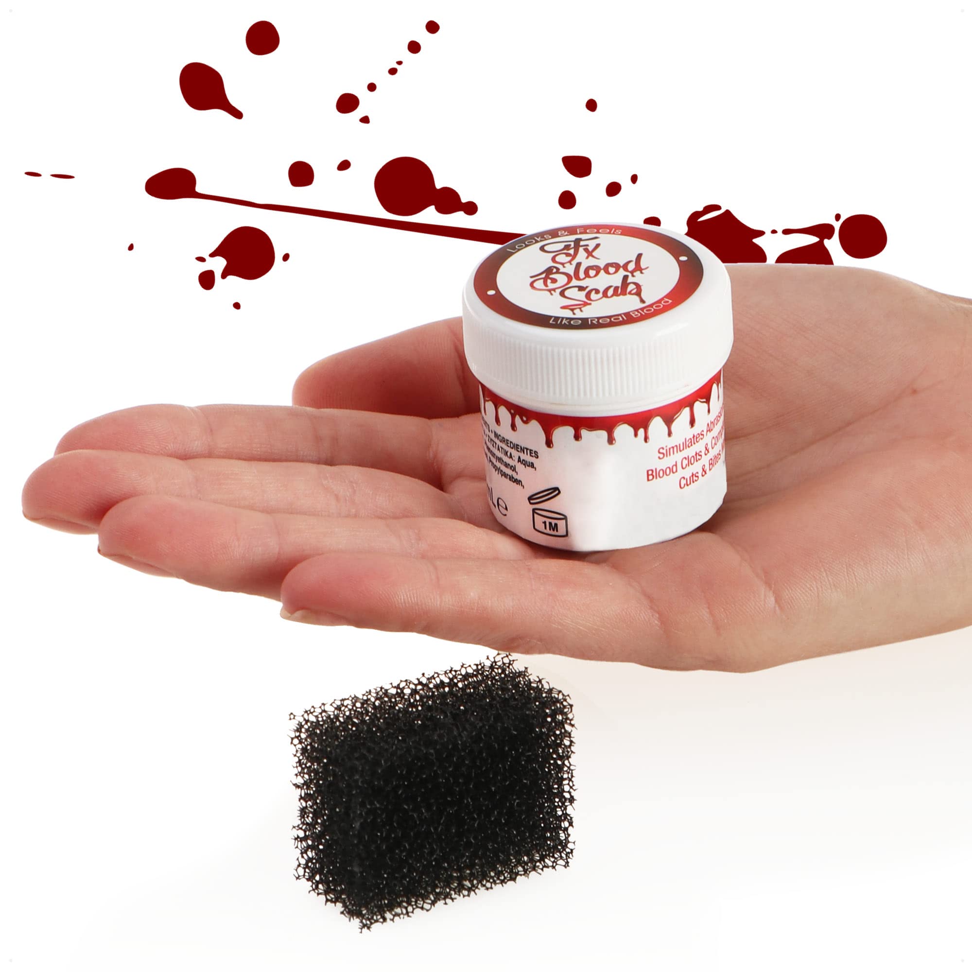 com-four 2x fake blood with sponge - make-up color for special effects - blood gel for Halloween, carnival or theme parties - scab dark red - fake blood (Fake blood with sponge) - Image 3
