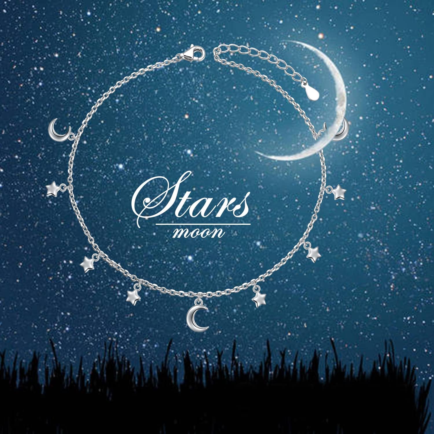 アンクルブレスレット レディース 925スターリングシルバー 調節可能 レイヤードアンクレット チャーム フットブレスレット アンク