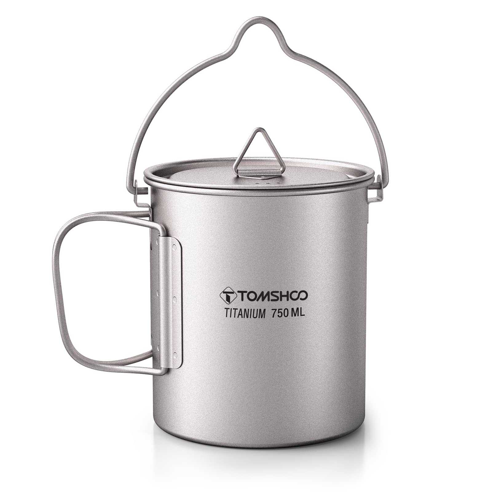 HUIOP Titanium Pot, 750ml, Silver, Uncoated, 4.5oz, Camping Pot with Lid and Storage Sack