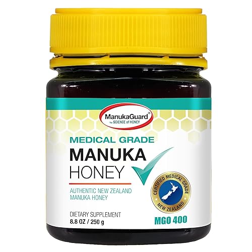 ManukaGuard Miel de Manuka de grado médico MGO 400+ Miel de Manuka de Nueva Zelanda 100% auténtica Miel curativa para aumentar la inmunidad 8.8