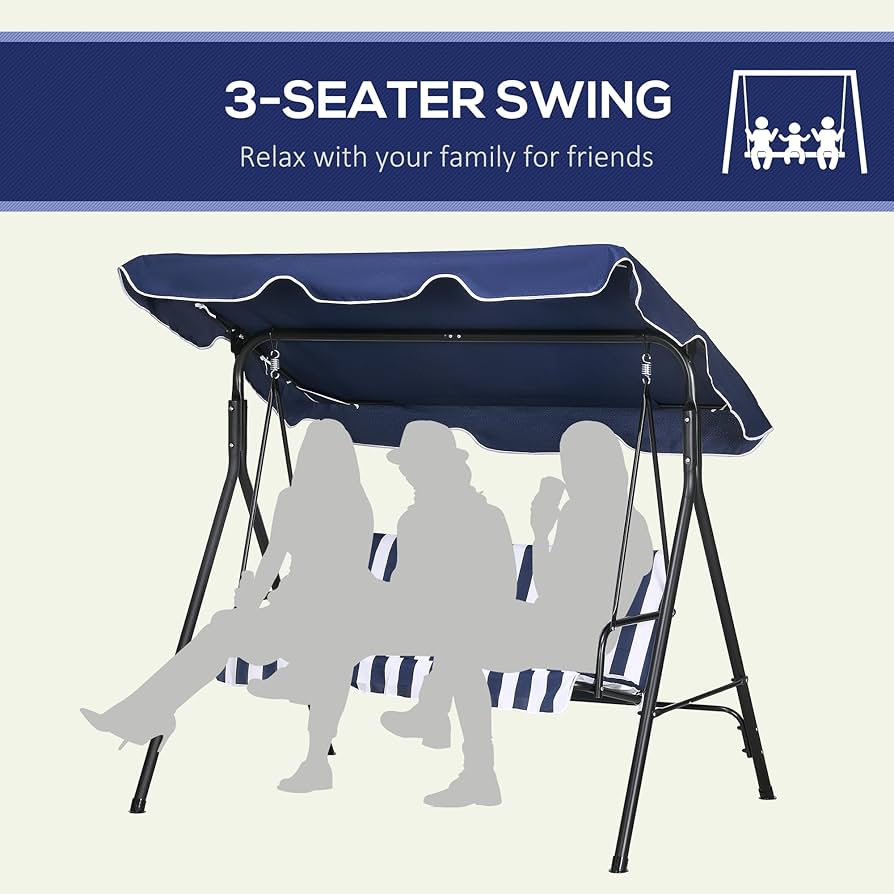 Amazon.com : Outsunny 3-Seat Outdoor Patio Swing Chair with