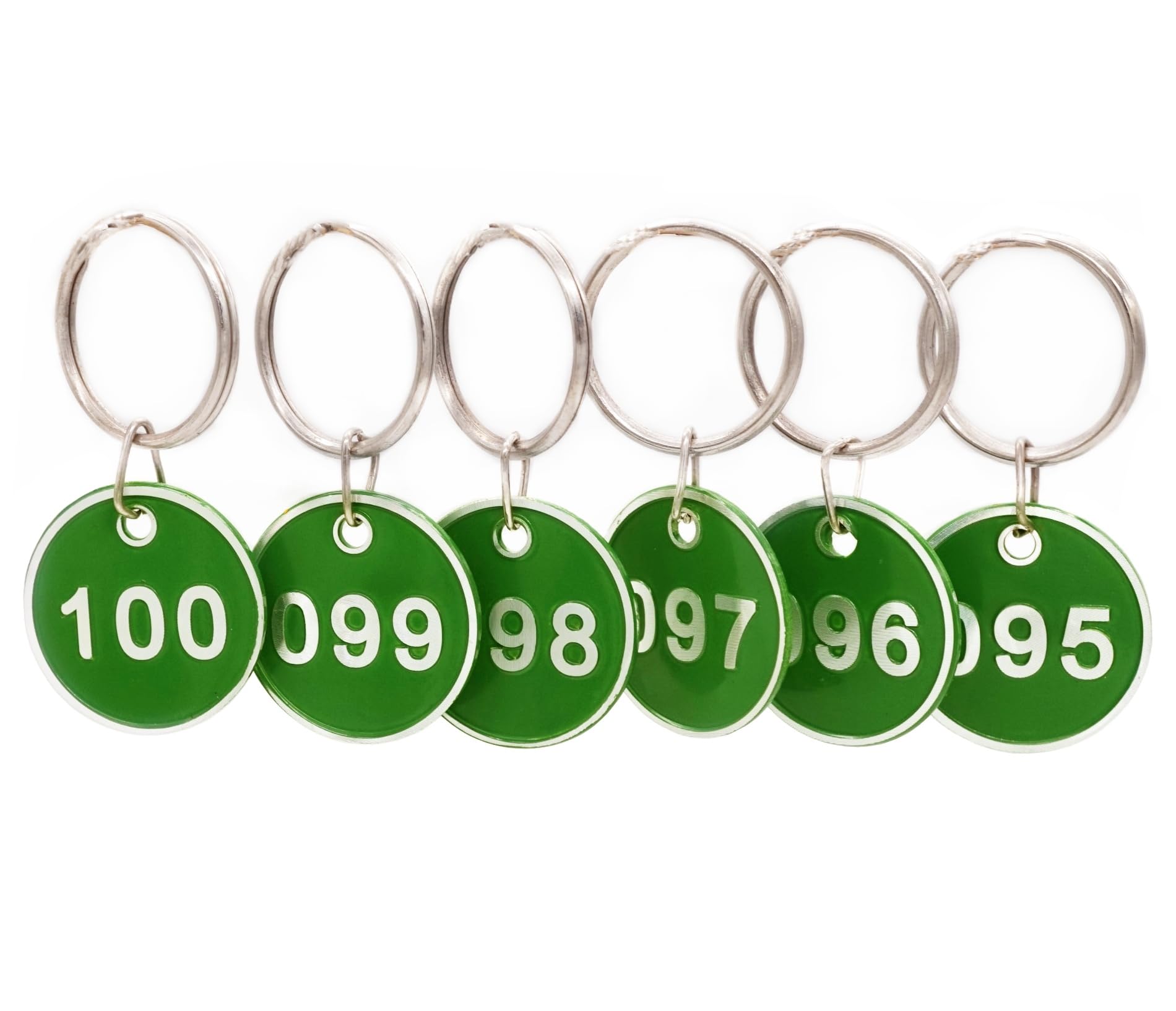 NanTun Aluminum Number Tags with Key Rings - 50 Pack, Numbers 1-50, Green