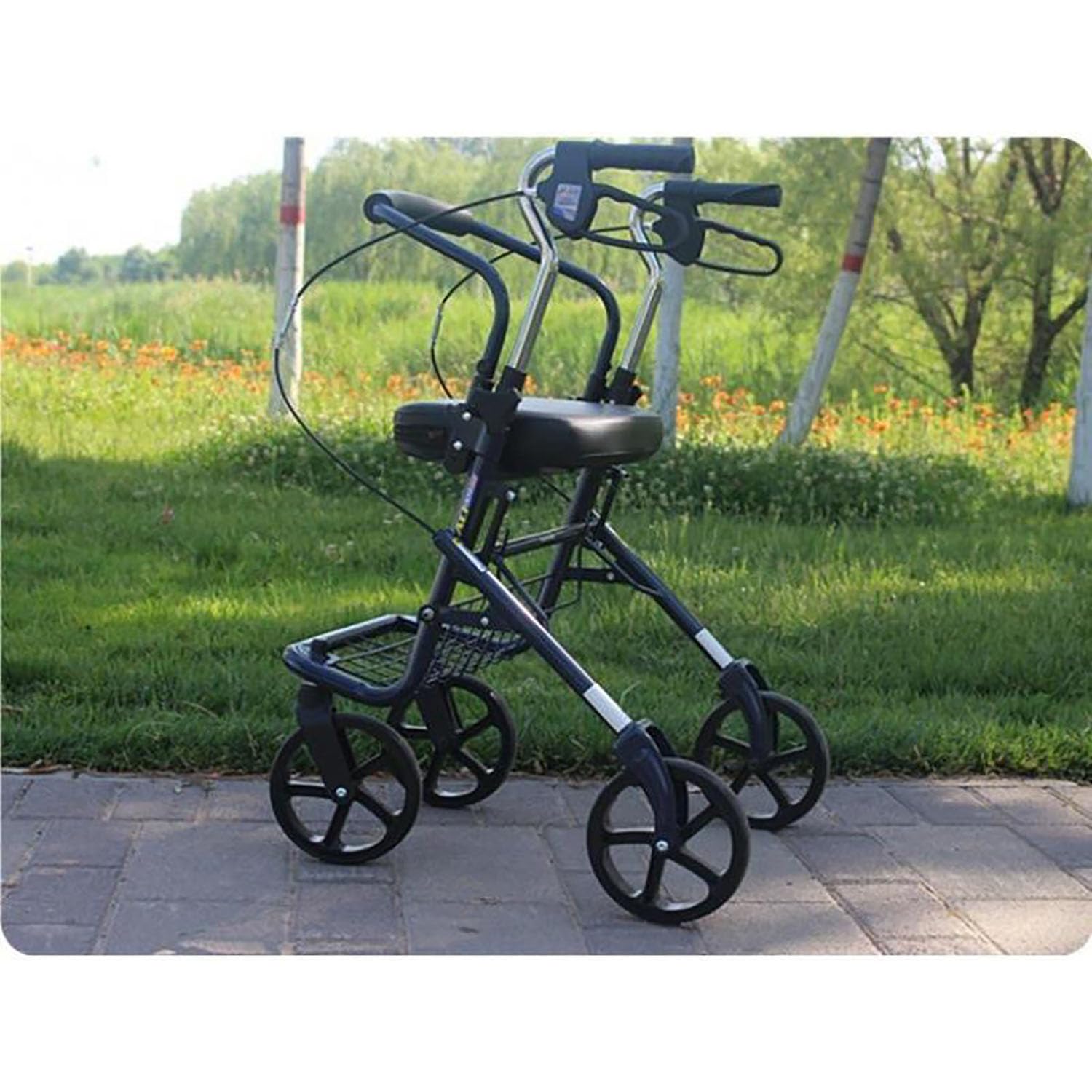 Silla portátil de movilidad – Carrito de viaje plegable para ancianos y personas mayores con asiento (ligero y ahorra espacio)