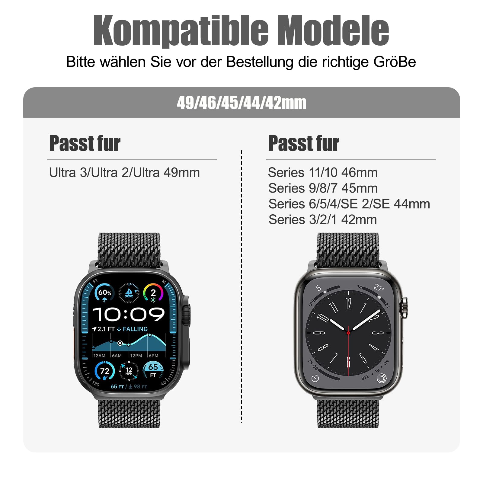Tytanowy pasek do zegarka Apple Watch Ultra 3/2/1, 49 mm, nowe wzornictwo, tytanowe zapięcie, pasek do Apple Watch 49 mm, 46 mm, 45 mm, 44 mm, 42 mm (seria 3 2 1), Series 11/10/9/8/7/6/5/4/3/2/1/SE