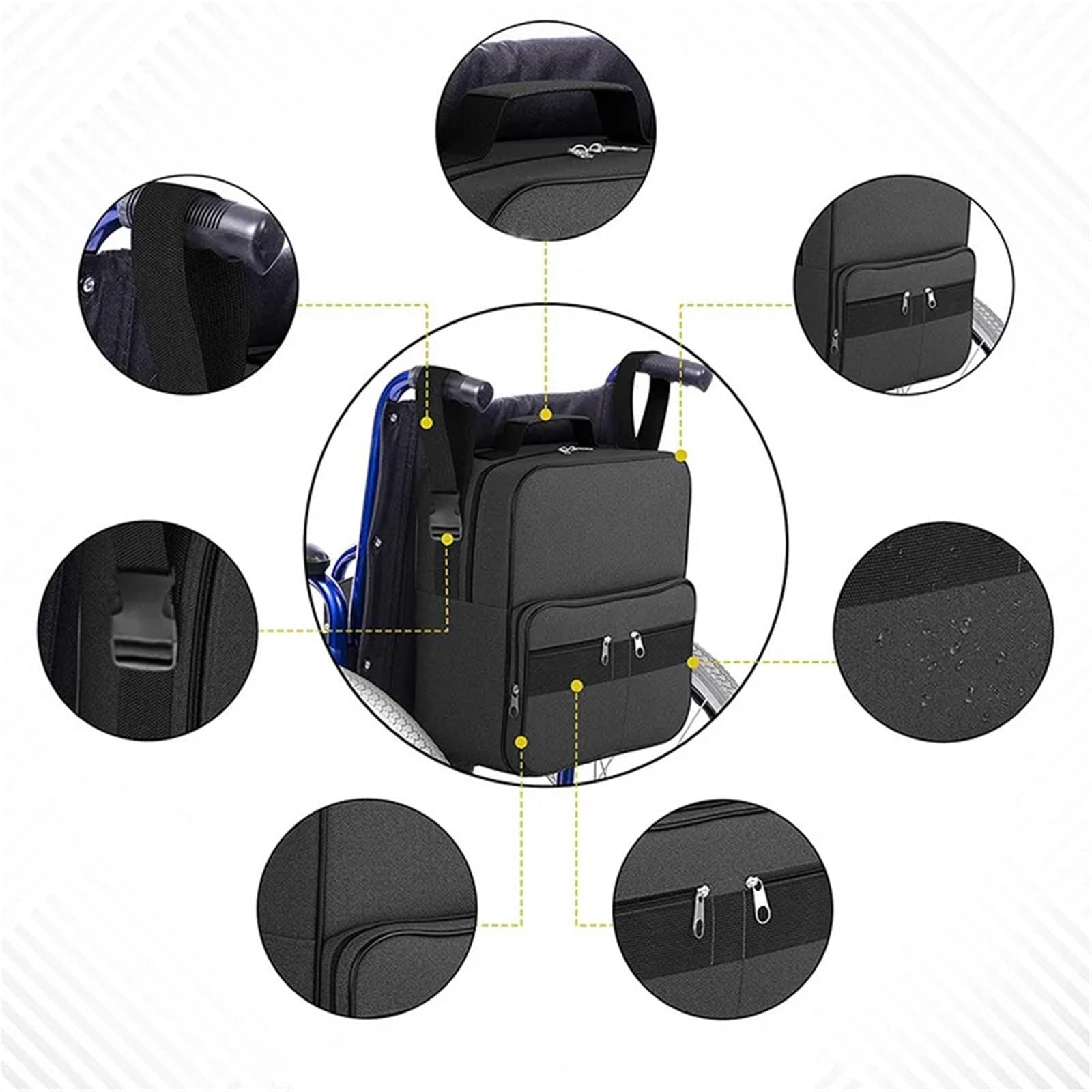 Bolsa Para Silla De Ruedas Bolsa trasera for silla de ruedas, bolsa de almacenamiento impermeable, bolsa de transporte de gran capacidad, mochila, bolsa colgante for Scooter de movilidad, bolsa de com