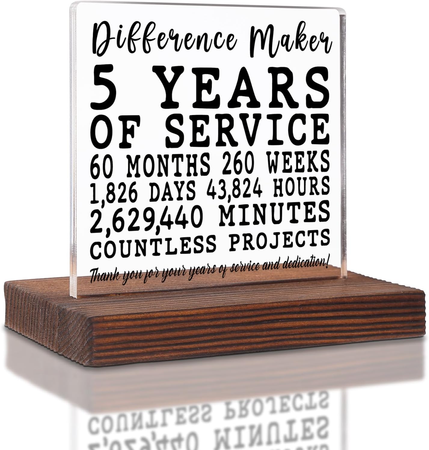 5 Years Employee Loyalty Gift Idea Thank You Appreciation for 5 Years of Service Employee Service Recognition Award Plaque,Acrylic Decoration Signs & Plaques SOK68