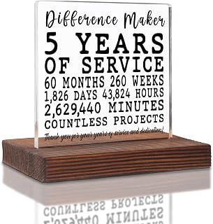 5 Years Employee Loyalty Gift Idea Thank You Appreciation for 5 Years of Service Employee Service Recognition Award Plaque,Acrylic Decoration Signs & Plaques SOK68