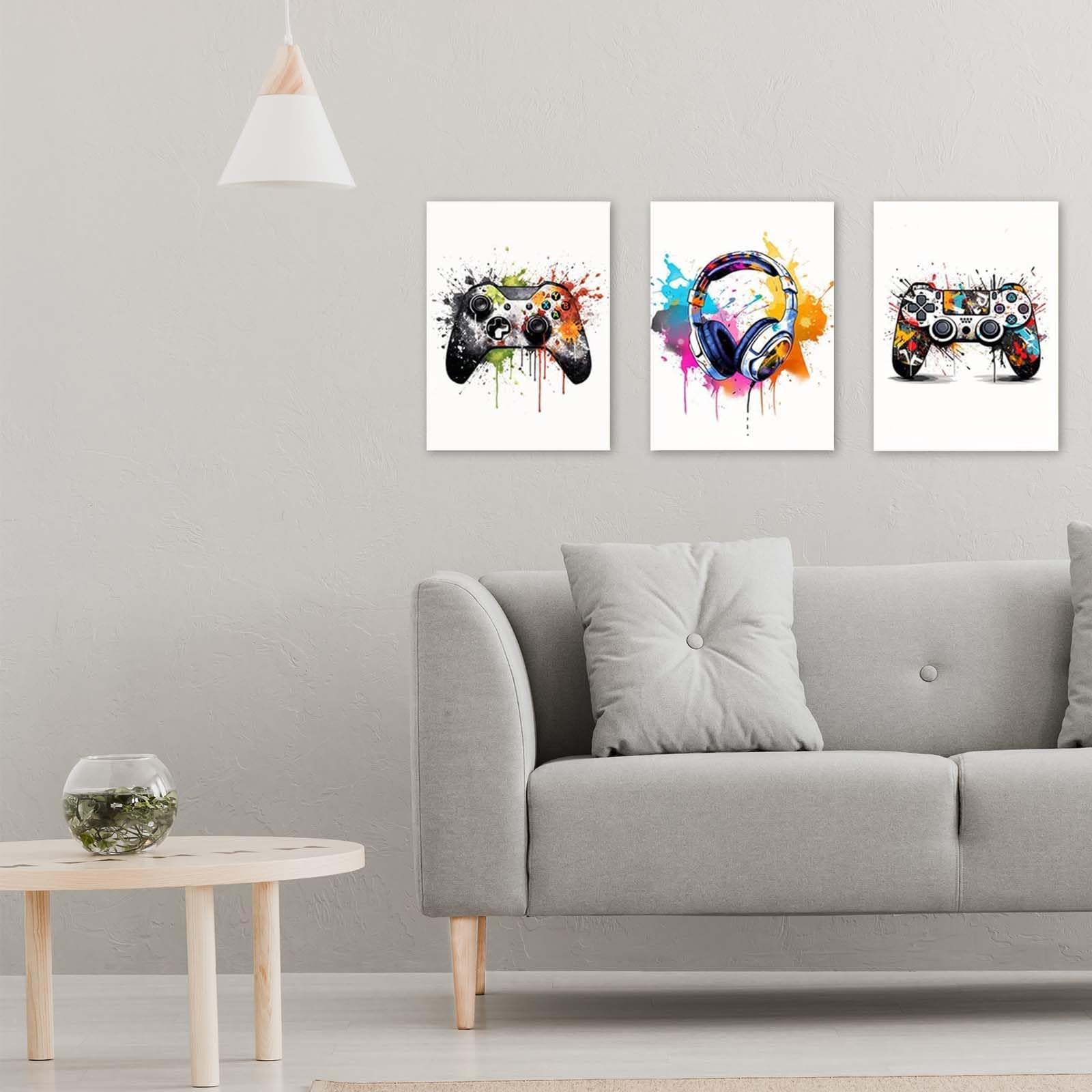 Póster de Juegos con Marco 3PCS Imágenes de Habitación Juvenil Decorativos de Pared