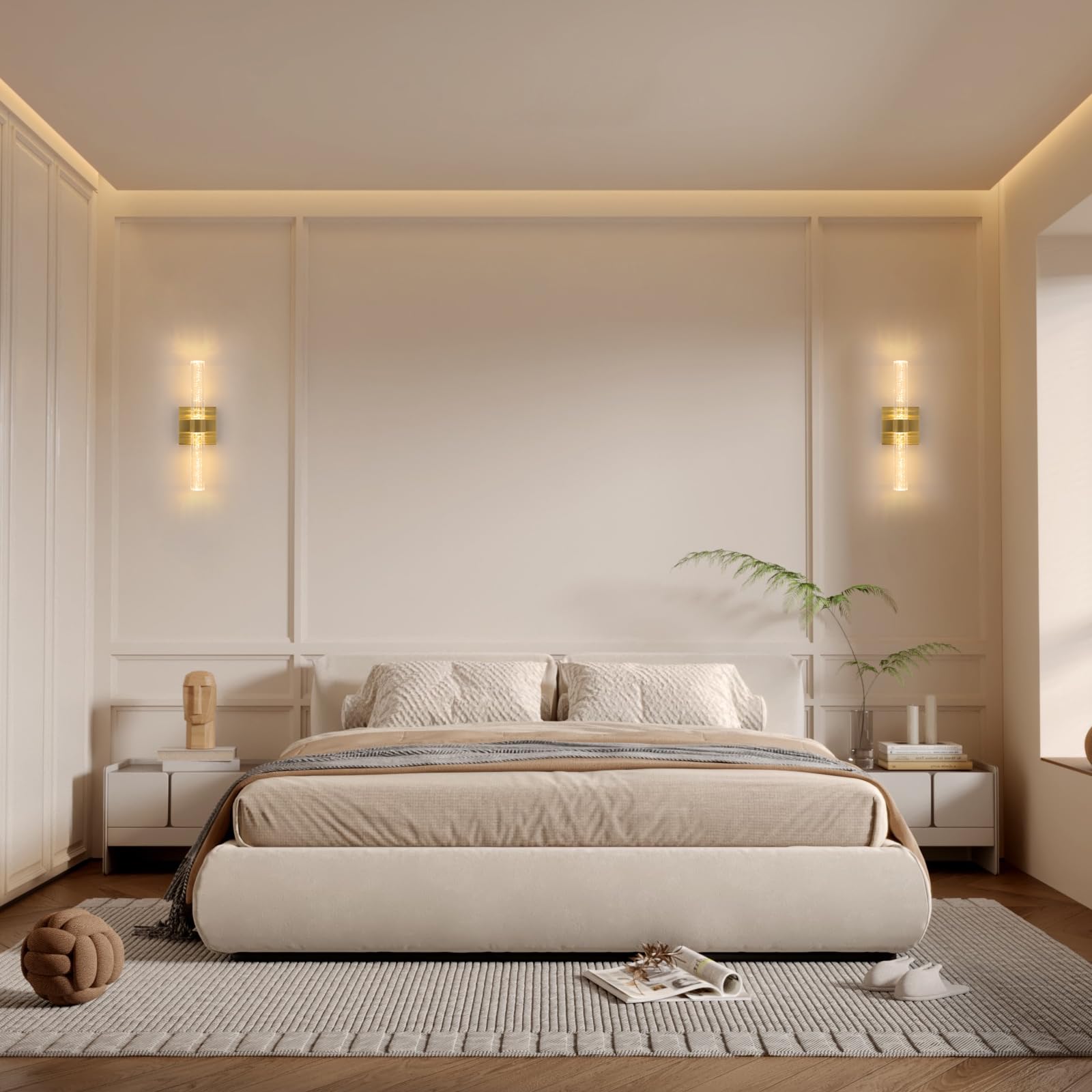 Comely Applique LED da Parete Interno, 12W Oro Lampada da Parete Moderna, Regolabile 360° Lampada a Muro Illuminazione Interni per Camera da Letto Comodino Soggiorno Scale Corridoio