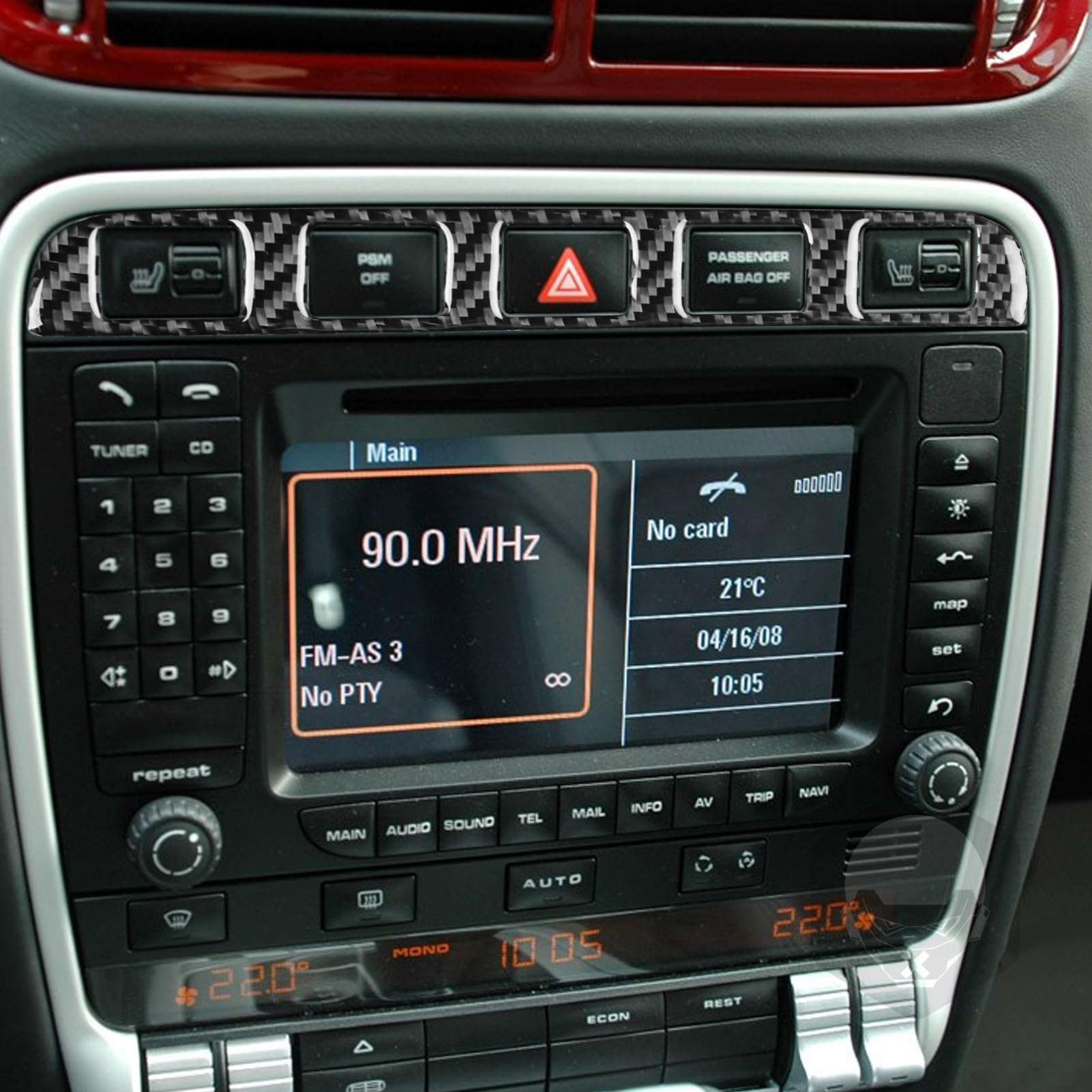 Real Premium Carbon Fiber Compatible with Porsche Cayenne S gts Turbo 2003 2004 2005 2006 2007 2008 2009 2010 Accessories Car Emergency Light Panel Trim Strip Cover Sticker Decal Auto Interior Trim