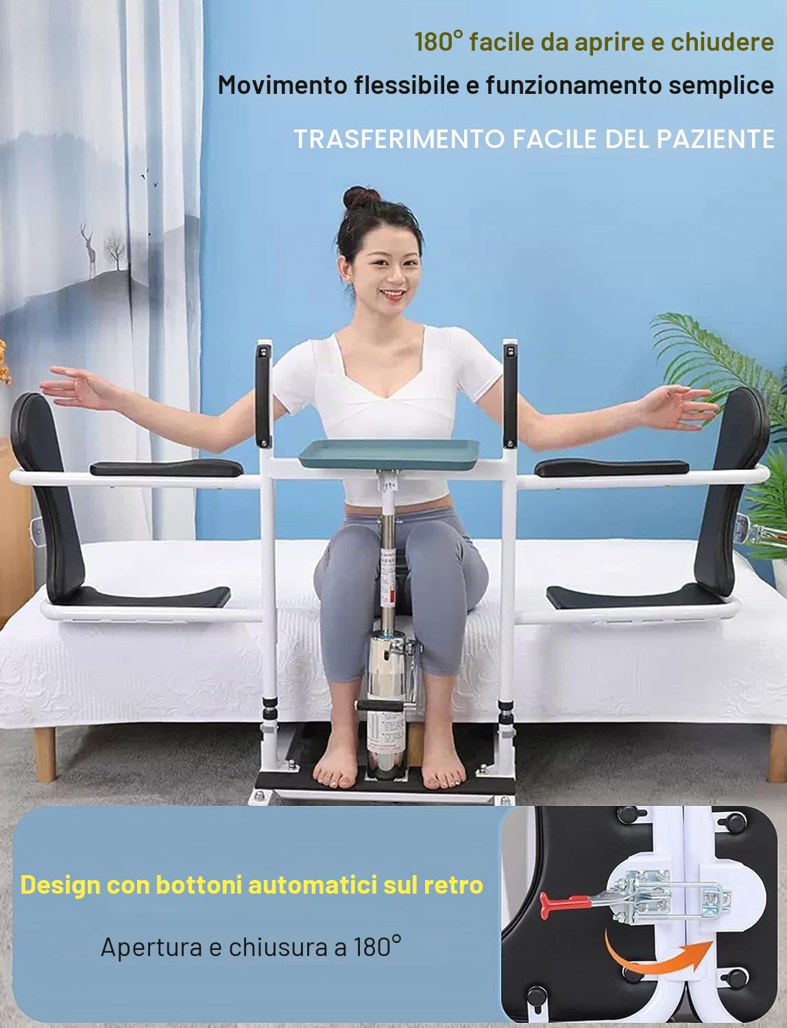 TISTIK Sollevatore paziente Idraulico per la casa con Sedile Diviso a 180° Sollevatore per Sedia a rotelle di trasferimento 5 in 1 Comodo Sollevatore per Sedia da Doccia Assistenza
