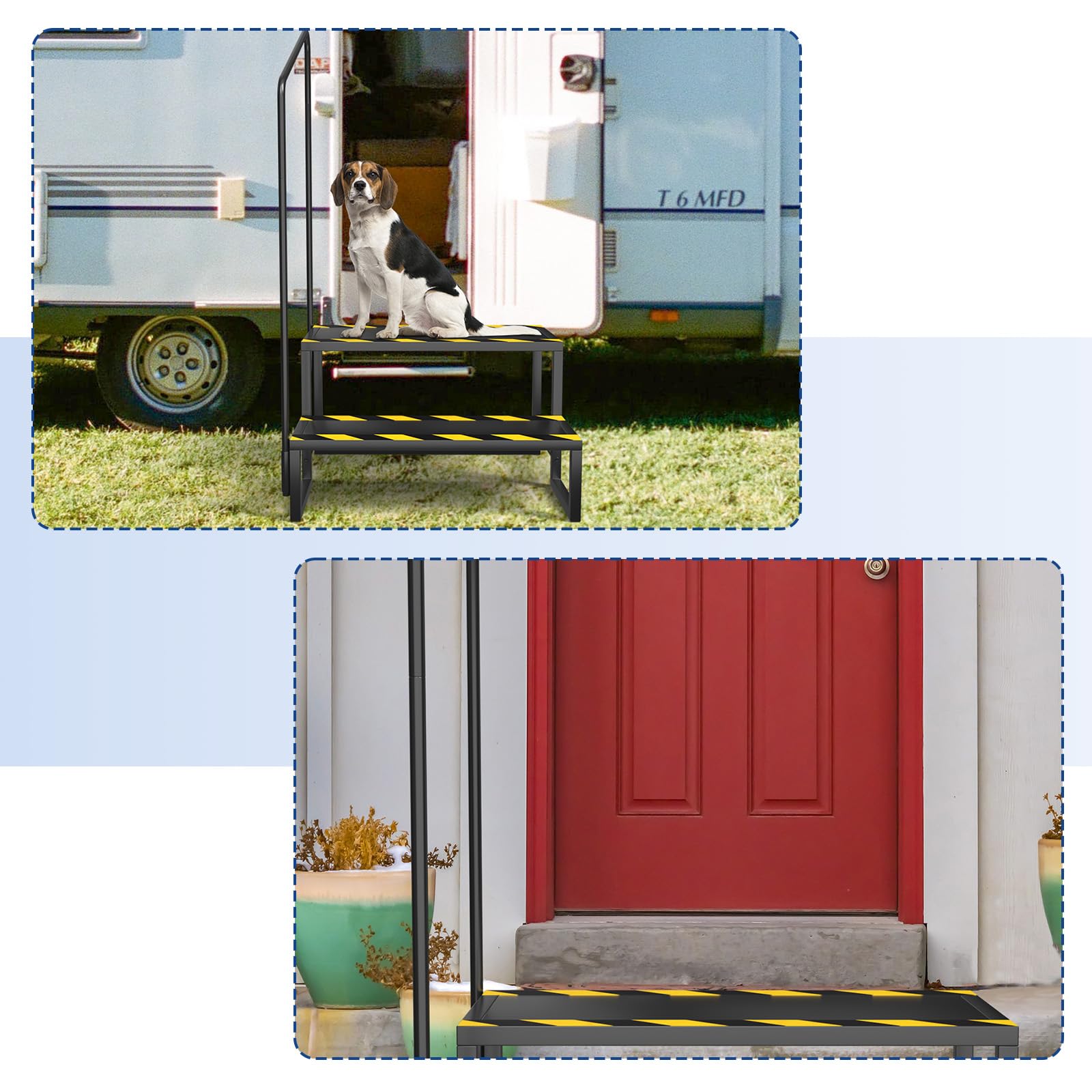 Caravan Trittstufe mit Griff, Wohnmobil Fußbank Anti-Rutsch-Trittfläche Einstiegshilfe, Wohnmobil Trittstufe, Außenbereich Spa Tritthocker für Reisewohnwagen, Veranda, Oberirdischer Pool