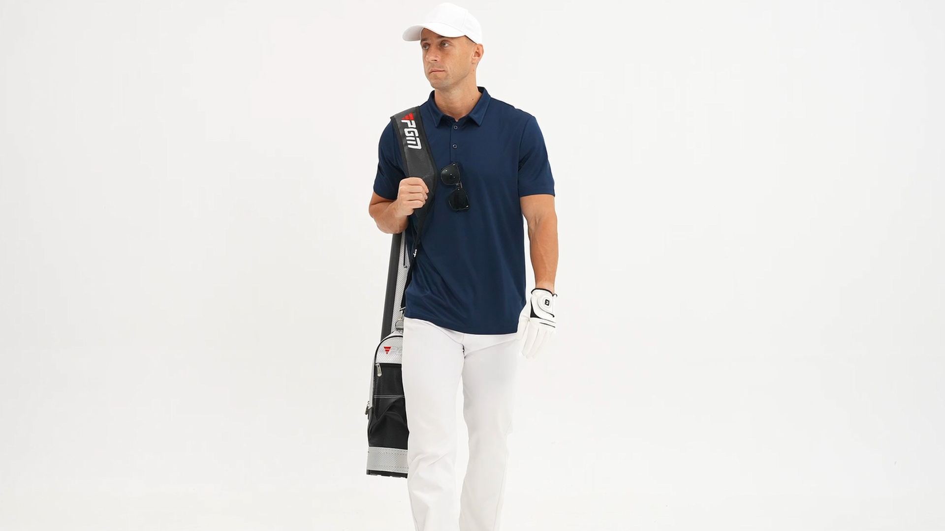 Polo para hombre para golf, tela premium, mangas cortas, transpirable, diseño sólido, verano, abertura lateral, con soporte para gafas miniatura 7