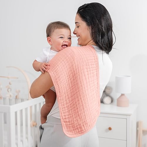 Miniatura 22 de Comfy Cubs - Juego de paños de muselina para eructos de 20 x 10 pulgadas, paquete de 6, tamaño grande, 6 capas, 100% algodón, absorbentes, seguros