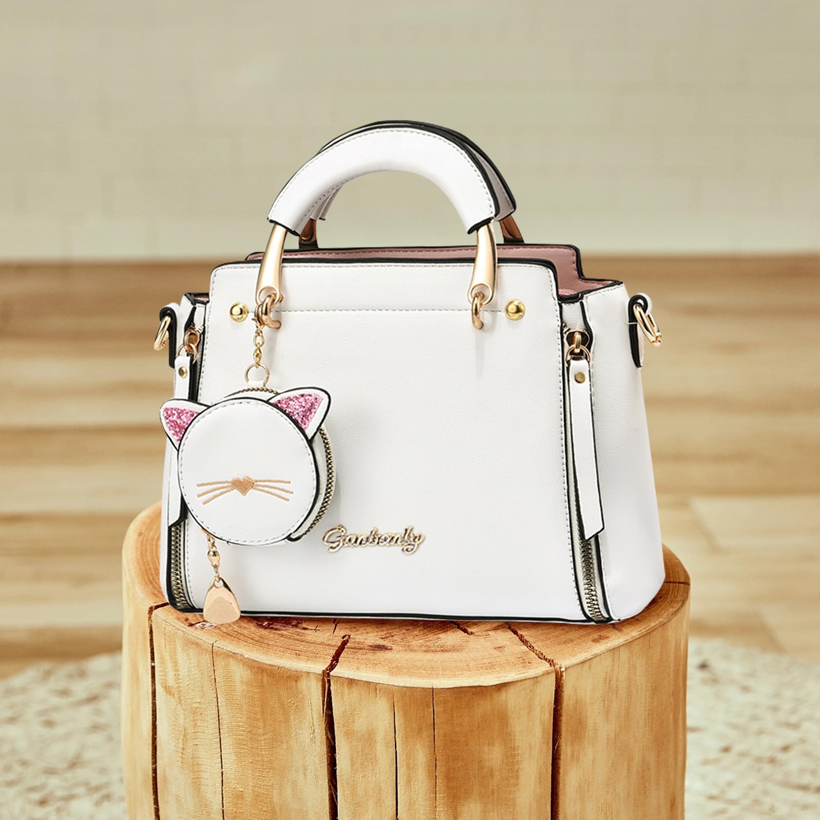 NICOLE & DORIS Frauen Umhängetasche Klein Tasche Mode Handtaschen Damen Kuriertaschen Handytasche Mädchen Crossbody Schultertaschen mit Geldbörse Weiß
