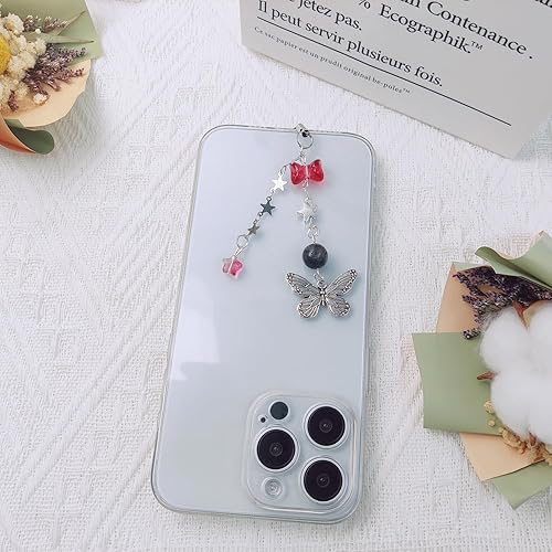 Miniatura 6 de Homvog 1  4 dijes estéticos para teléfono celular Y2K, correa de fresa, mariposa, estrella, accesorios Y2K para teléfono, bolsa, llavero, Airpods,