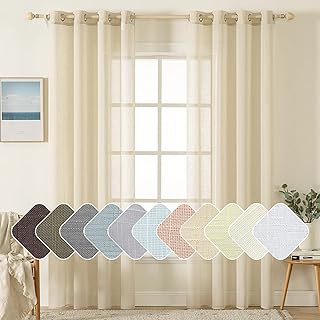12 Living Room Curtain Ideas for Light and Privacy 43 MIULEE Natural Light Beige Linen Semi Sheer Window Curtains - Elegant So...
