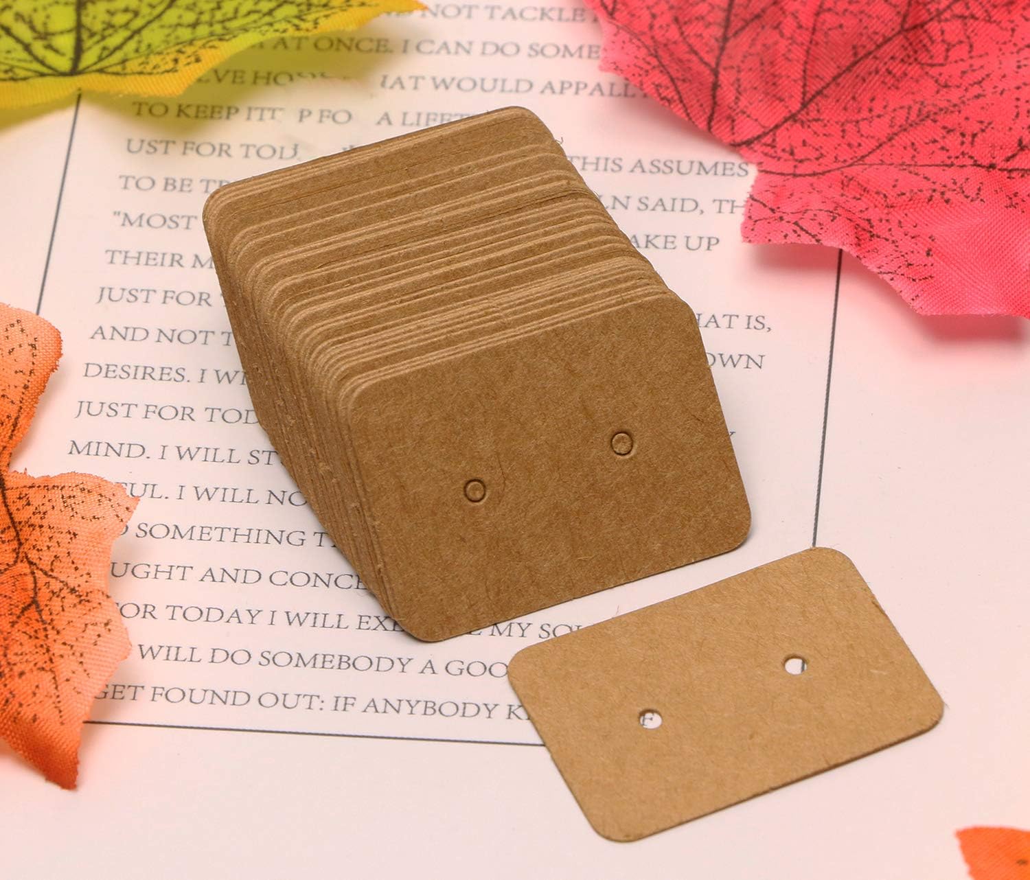 Shapenty 50PCS Small Blank Kraft Paper Ear Studs Earring Display Cards Price Label Tag Jewelry Cards Holder, 3.5 x 2.5cm (Bronze)