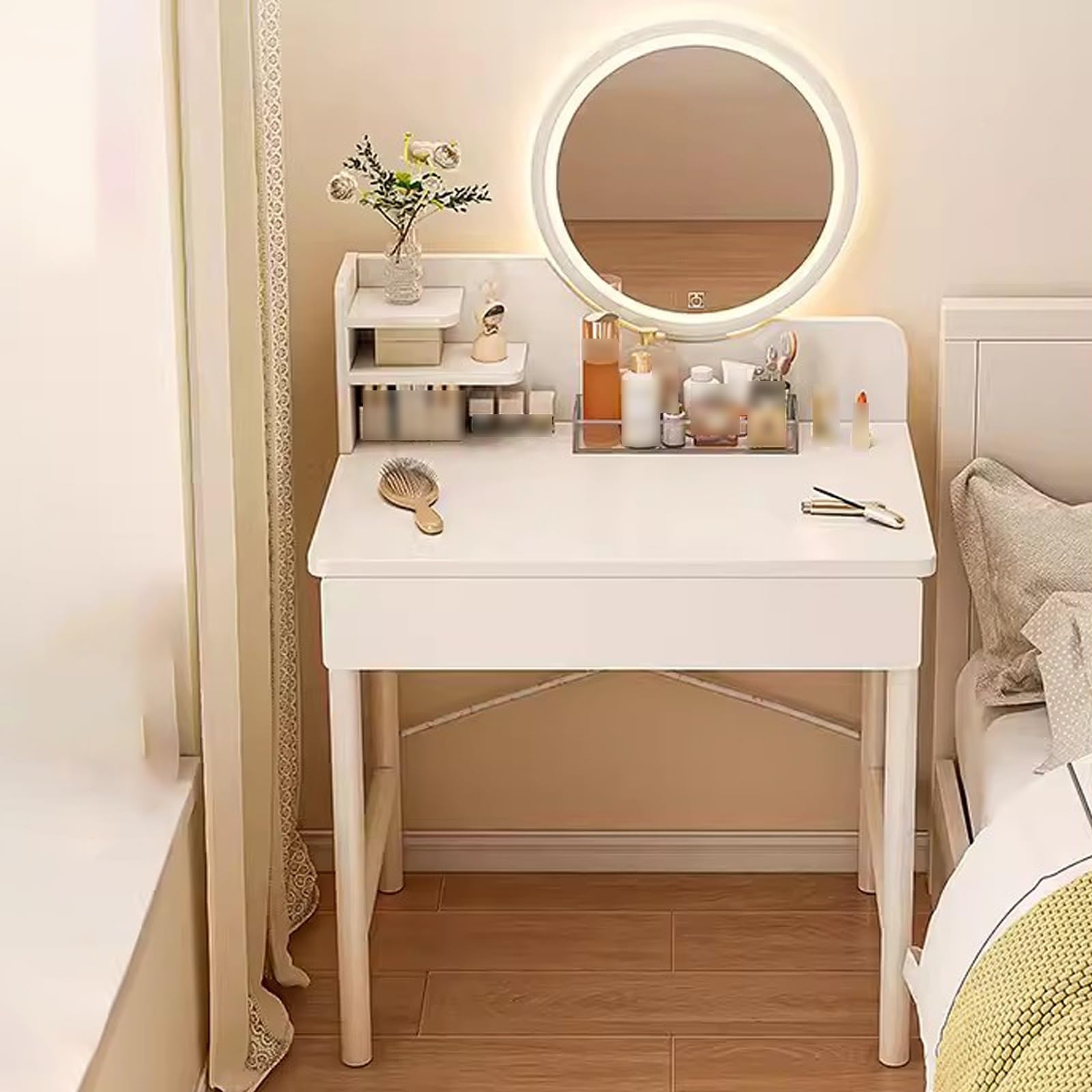 asdchZen Compact Vanity Desk With Drawers, Stylish Makeup Table For Bedroom, Versatile Computer Desk With Storage, Efficient Study Writing Table For Small Spaces