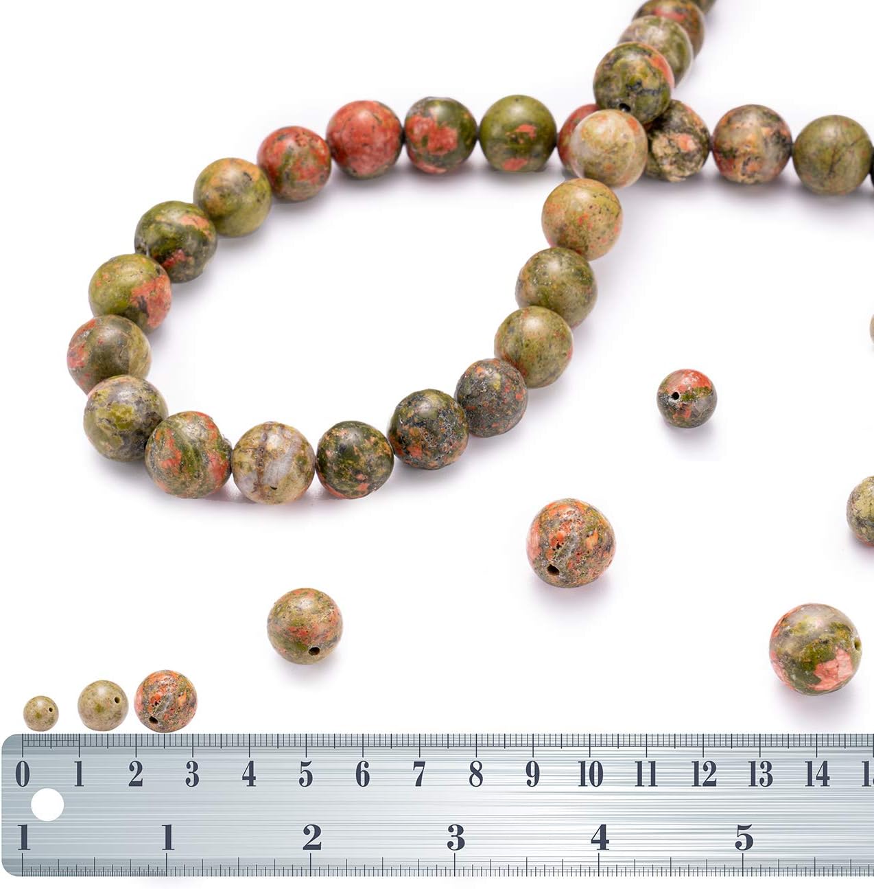 Natural Unakite Stone Round Loose Semi Gemstone Beads for Jewelry Making 8MM 44PCS - Image 3