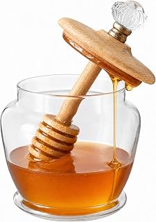 Mud Pie Glass Honey Jar, 5" x 3 1/4" dia, 1100 Milliliters, Clear