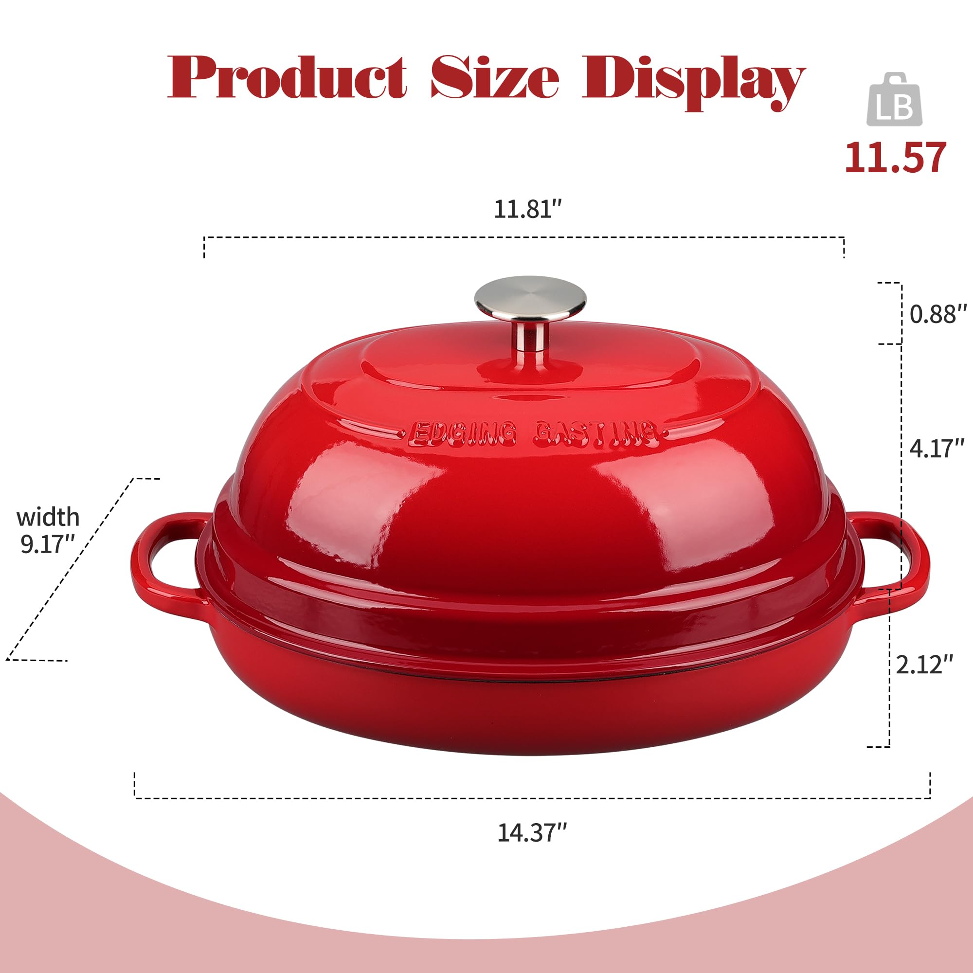 Amazon.com: EDGING CASTING Enameled Oval Cast Iron Dutch Oven Pot