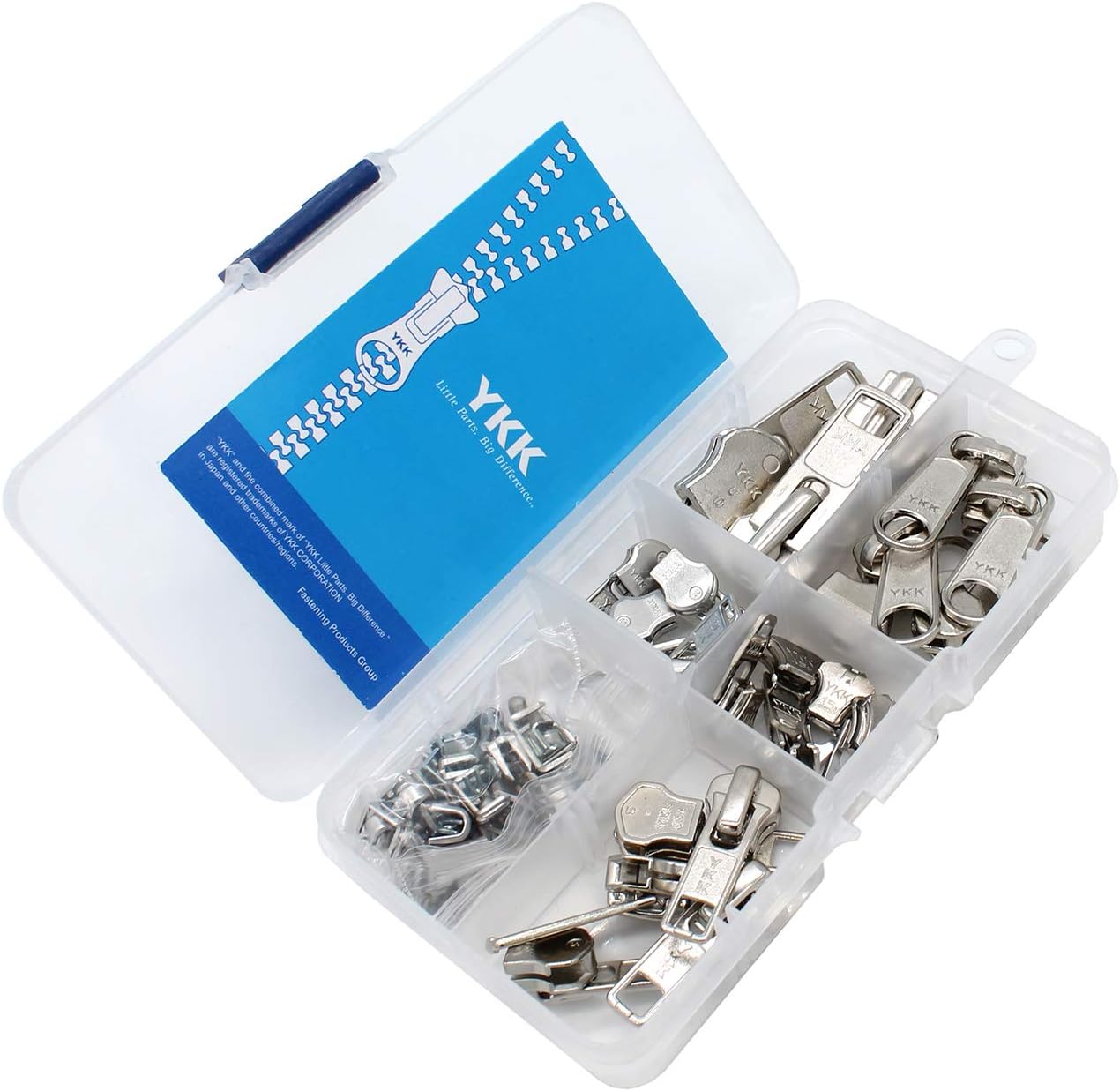 YKK Zipper Repair Kit Metal Assorted Aluminum Slider Easy Container Storage Sets of #3, #4.5, #5, and #10 Include #3, #4.5, #5, and #10 Top & Bottom Stops