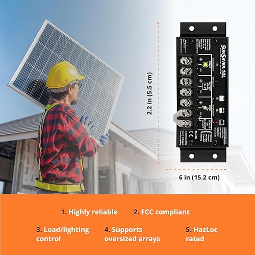 Miniatura 3 de Morningstar SunSaver 10A PWM Controlador de carga solar de 24 V Batería LVD Controlador solar Cargador de valla eléctrico solar Controlador de